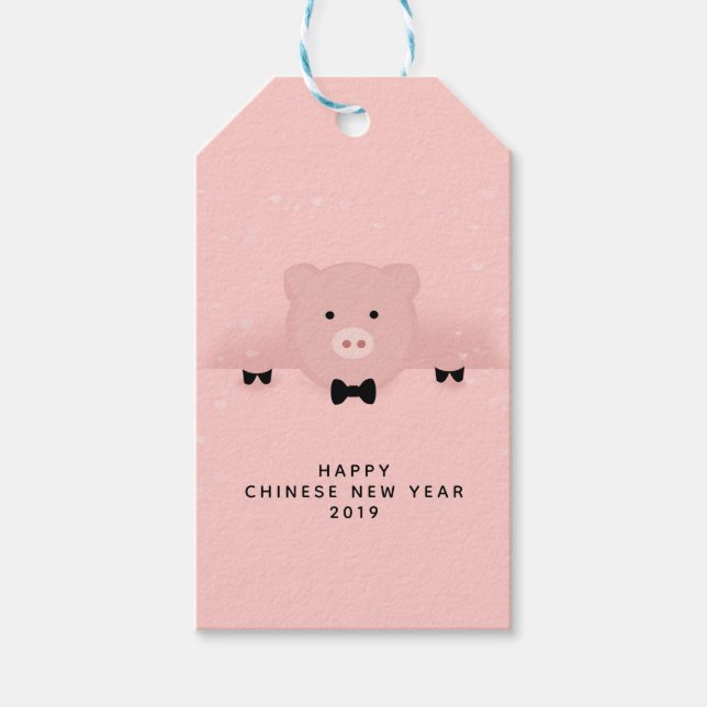 Étiquettes-cadeau Cochon rose mignon Merci (Devant)