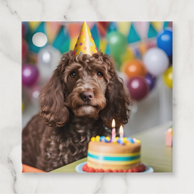 Étiquettes Cadeau Cockapoo Birthday Party (Devant)