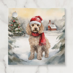 Étiquettes Cadeau Cockapoo Dog in Snow Christmas