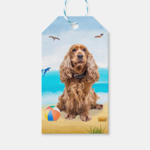 Étiquettes-cadeau Cocker Spaniel Chien sur la plage