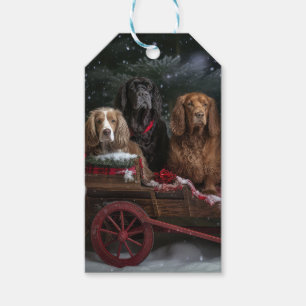 Étiquettes-cadeau Cocker Spaniel Enneigé Traîneau Décor Noël