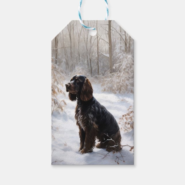 Étiquettes-cadeau Cocker Spaniel Laisser Neige Noël (Devant)