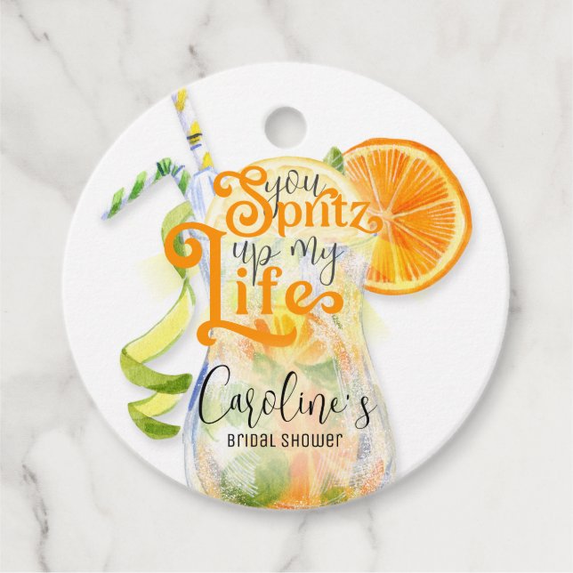 Étiquettes Cadeau Cocktail Aperol Spritz Fête des mariées de style i (Devant)