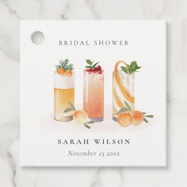 Étiquettes Cadeau Cocktail de fruits mignon élégant pour la douche d (Devant)