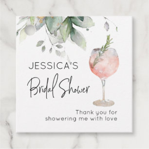 Étiquettes Cadeau Cocktail de vin rose pour une baby shower de fille