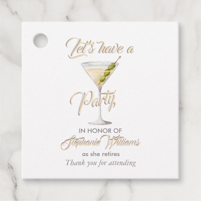 Étiquettes Cadeau Cocktail d'été pour la retraite des femmes (Devant)