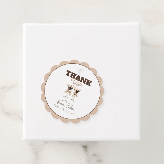 Étiquettes Cadeau Cocktail Espresso Brown 30e anniversaire Merci (En situation)