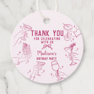 Étiquettes Cadeau Cocktail rose fête d'anniversaire Cercle de fête