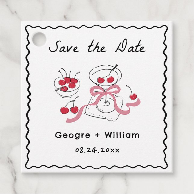 Étiquettes Cadeau Cocktail rose moderne et capricieuxMariage à main (Devant)