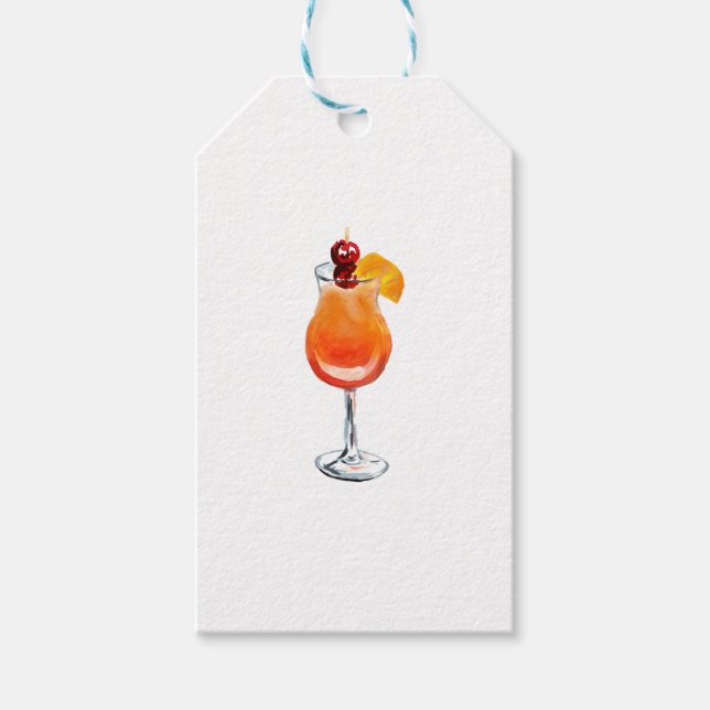Étiquettes-cadeau Cocktail Tequila Sunrise aquarelle (Devant)