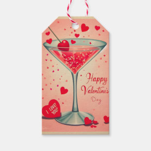 Étiquettes-cadeau Cocktail Valentine Martini du milieu du siècle