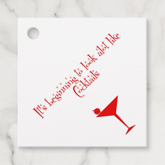 Étiquettes Cadeau Cocktails de Noël Retro les années 50 Style Papier (Devant)