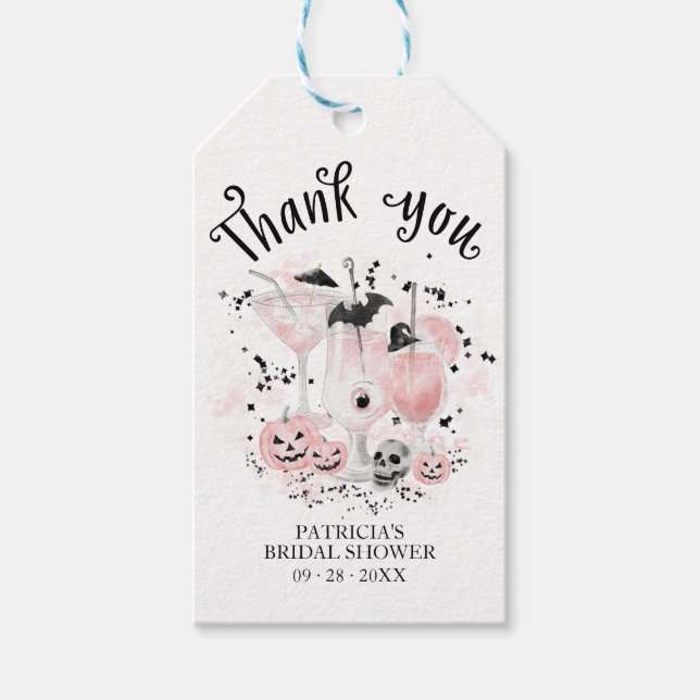 Étiquettes-cadeau Cocktails mignons Merci de Fête des mariées Hallow (Devant)