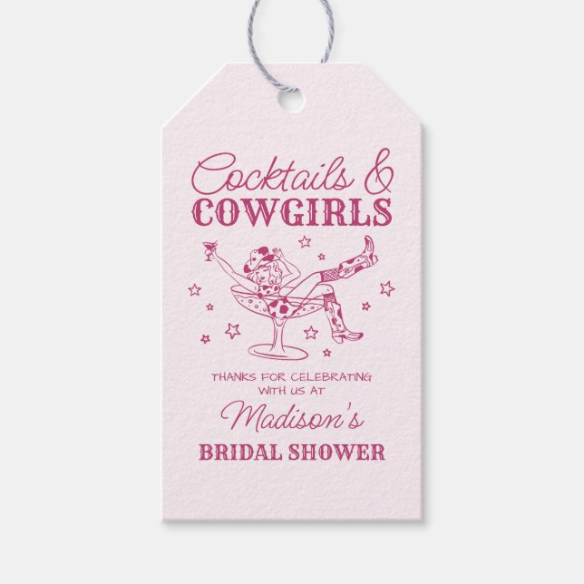Étiquettes-cadeau Cocktails roses et cadeaux de dernière touche pour (Devant)