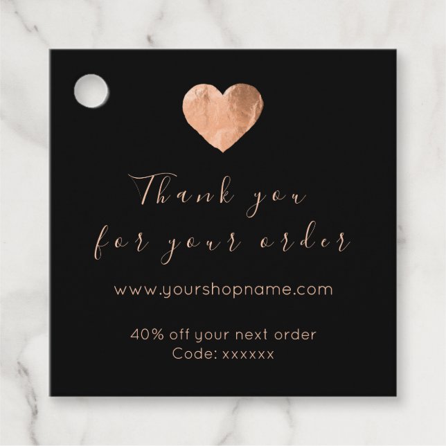 Étiquettes Cadeau Code de réduction Coeur Logo Rose promotionnel (Devant)