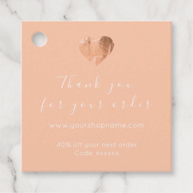 Étiquettes Cadeau Code de réduction Coeur Logo Rose promotionnel (Devant)