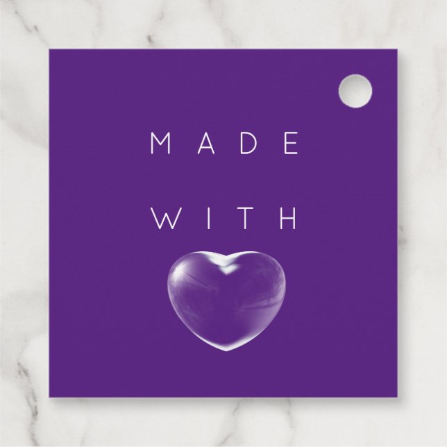 Étiquettes Cadeau Code de réduction Logo Gold Coeur Merci violet (Dos)