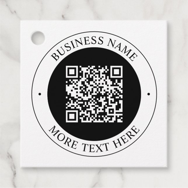 Étiquettes Cadeau Code QR avec nom d'entreprise Texte circulaire mod (Devant)