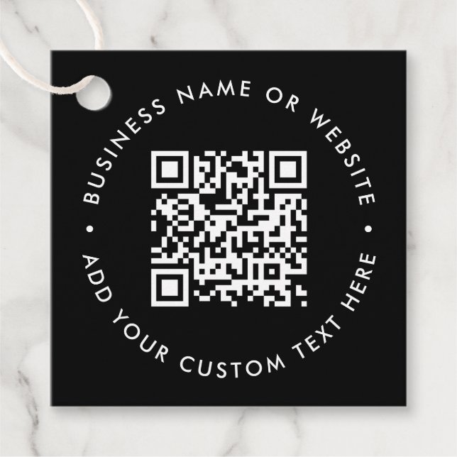 Étiquettes Cadeau Code QR | Black Business Modern Budget Round (Devant)