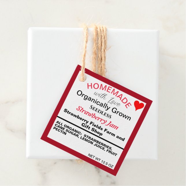 Étiquettes Cadeau Code QR de confiture de fraises maison (En situation)