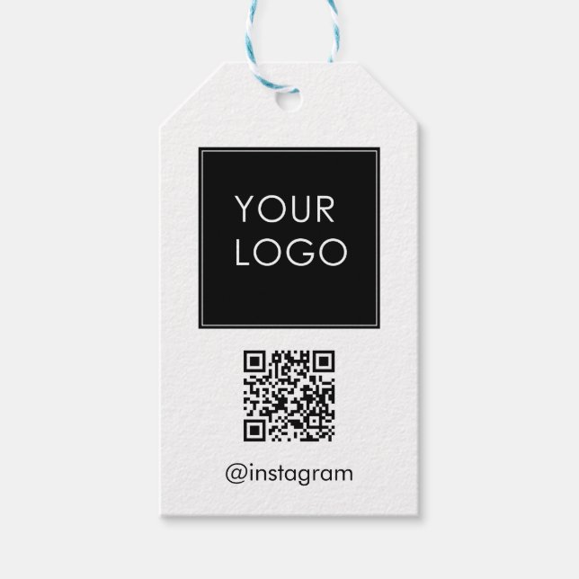 Étiquettes-cadeau Code QR du logo de l'entreprise personnalisable (Devant)