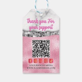 Étiquettes-cadeau Code QR personnalisé rose Prix Logo Marque suspen