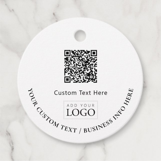 Étiquettes Cadeau Code QR promotionnel de logo d'entreprise simple (Devant)