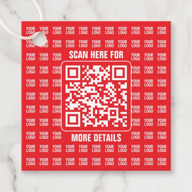 Étiquettes Cadeau Code QR promotionnel (modifiable) avec Motif Logo (Devant)