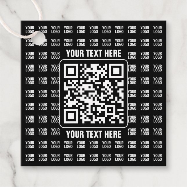 Étiquettes Cadeau Code QR promotionnel (modifiable) plus motif de lo (Devant)