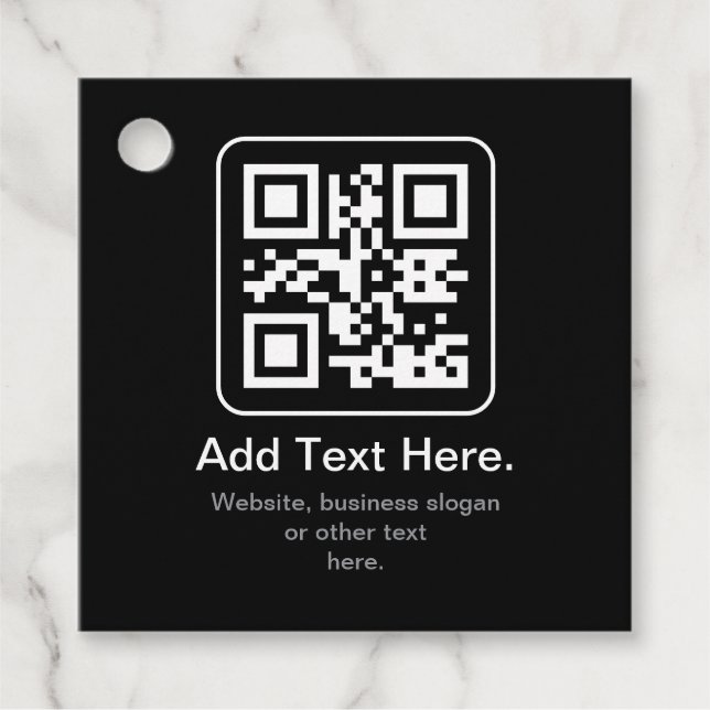 Étiquettes Cadeau Code QR scannable moderne | Noir Blanc & Gris (Devant)