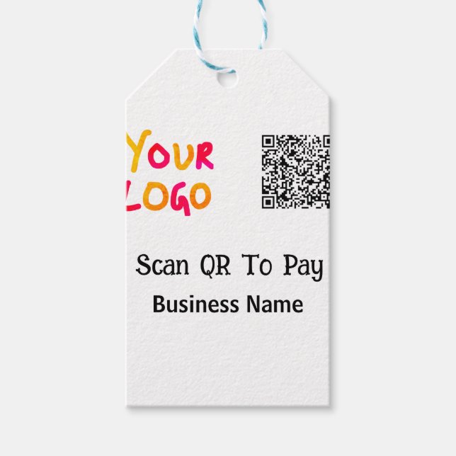 Étiquettes-cadeau Code QR simple et minimal pour payer le nom de l'e (Devant)