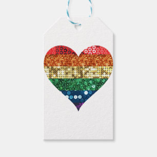 Étiquettes-cadeau coeur arc-en-ciel lgbt