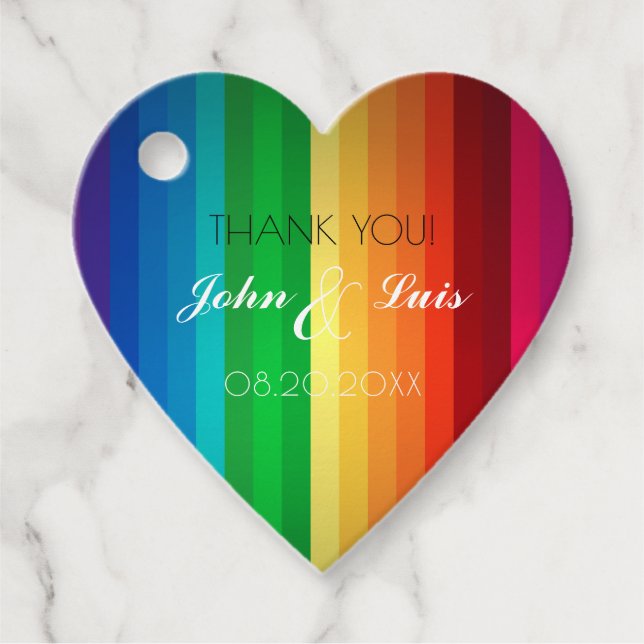 Étiquettes Cadeau Cœur Arc-en-Ciel Merci (Devant)