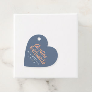 Étiquettes Cadeau Cœur bleu marineÉtiquettes de faveur vertes écritu
