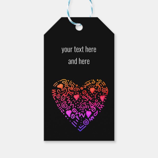 Étiquettes-cadeau coeur d'amour ombre rose violet (Devant)