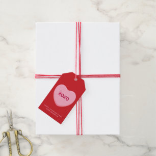 Étiquettes-cadeau Coeur de conversation rose rouge XOXO Saint Valent