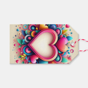 Étiquettes-cadeau Coeur de la Saint Valentin coloré