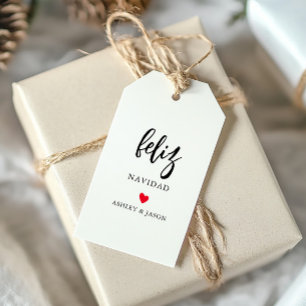 Étiquettes-cadeau Cœur de n'importe quelle couleur Feliz Navidad, Mo