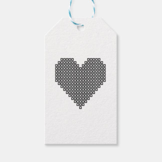 Étiquettes-cadeau Cœur de pixel noir