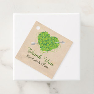 Étiquettes Cadeau Cœur de trèfle irlandais Merci Personnalisé