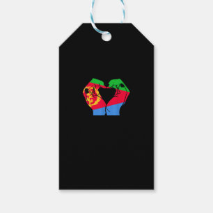Étiquettes-cadeau Coeur des mains avec drapeau érythréen