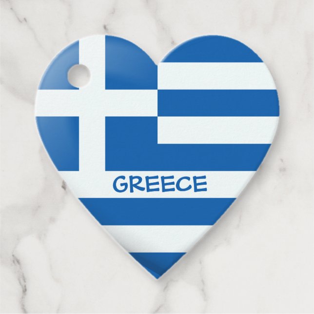 Étiquettes Cadeau Coeur du drapeau grec (Devant)