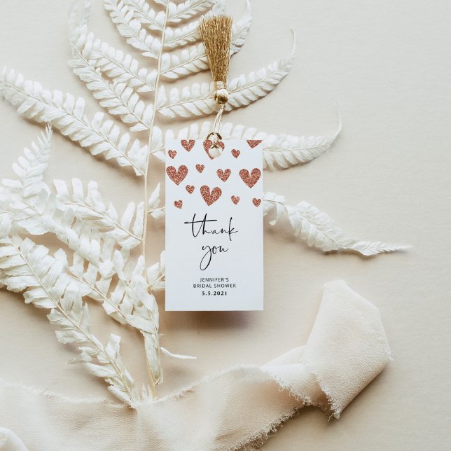 Étiquettes-cadeau Cœur en or rose pour la fête de mariage, merci (Créateur téléchargé)