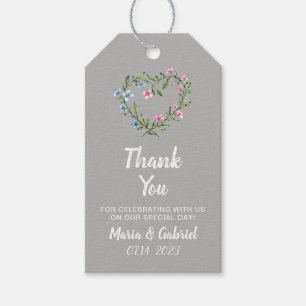 Étiquettes-cadeau Coeur floral de couronne. Merci Mariage élégant Gi