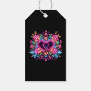 Étiquettes-cadeau Coeur néon coloré Saint Valentin