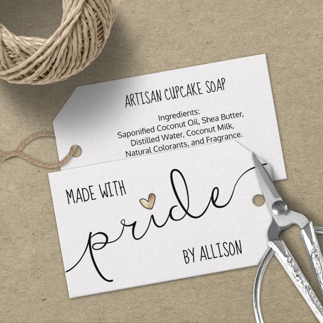 Étiquettes-cadeau Coeur Or Fabriqué Avec Fierté LGBTQ Artisan (Créateur téléchargé)