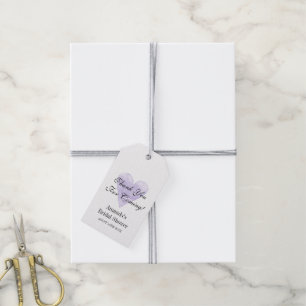 Étiquettes-cadeau Cœur pourpre merci d'être venu à la fête de douche