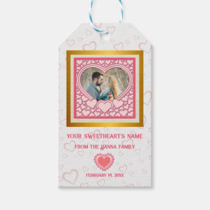 Étiquettes-cadeau Cœur Rose Élégant Joyeuse Saint-Valentin Élégant