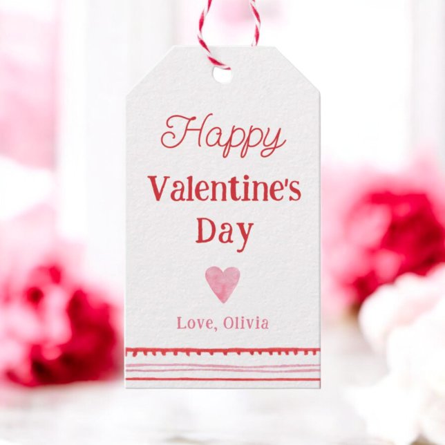 Étiquettes-cadeau Cœur rose et rouge Joyeuse Saint-Valentin  (Créateur téléchargé)