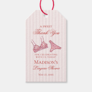 Étiquettes-cadeau Cœur rose et rouge lingerie cadeau de douche chéri